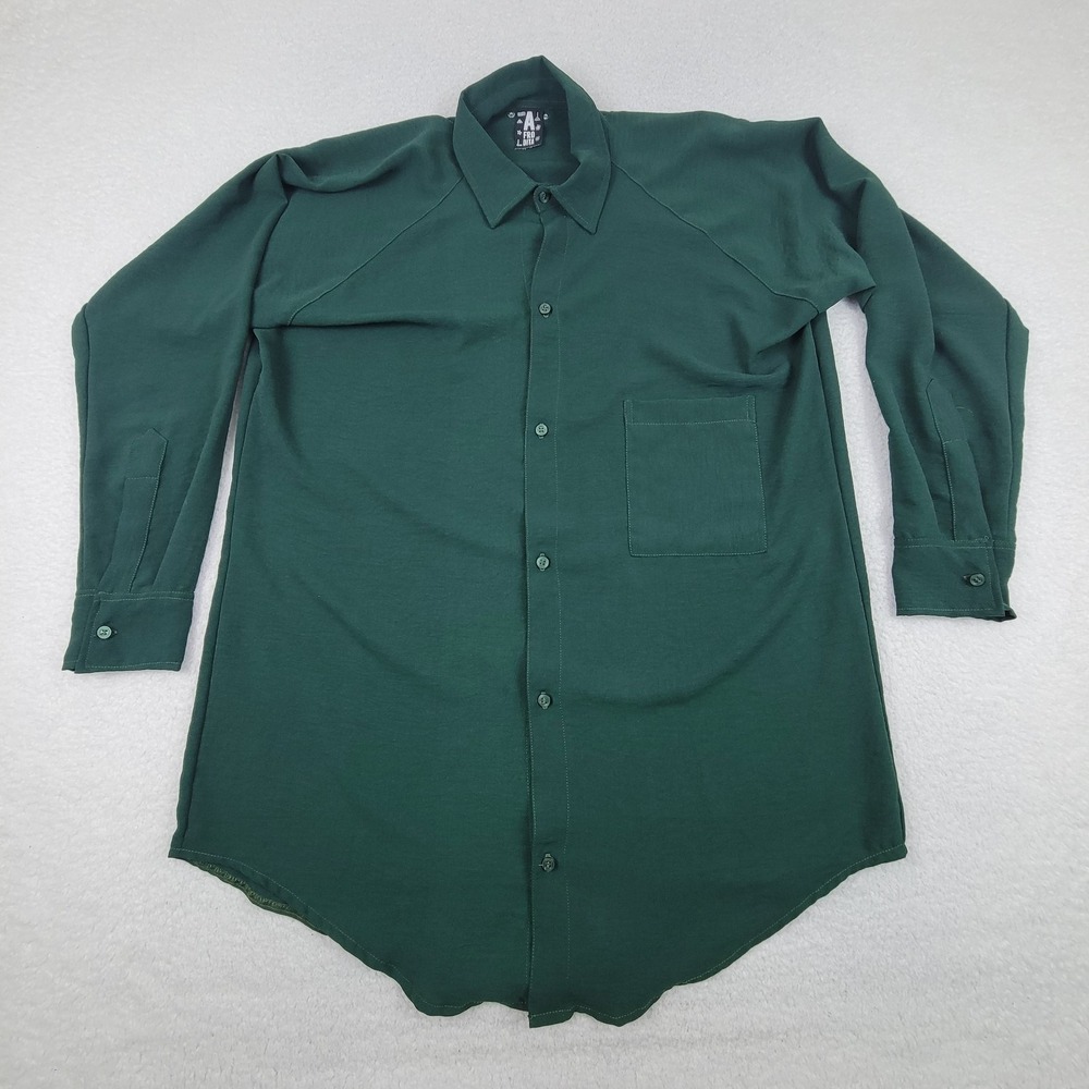 Afrodita Button Up Shirt Mens Large Green Long Sleeve Pocket‎ Casual Mexico L
